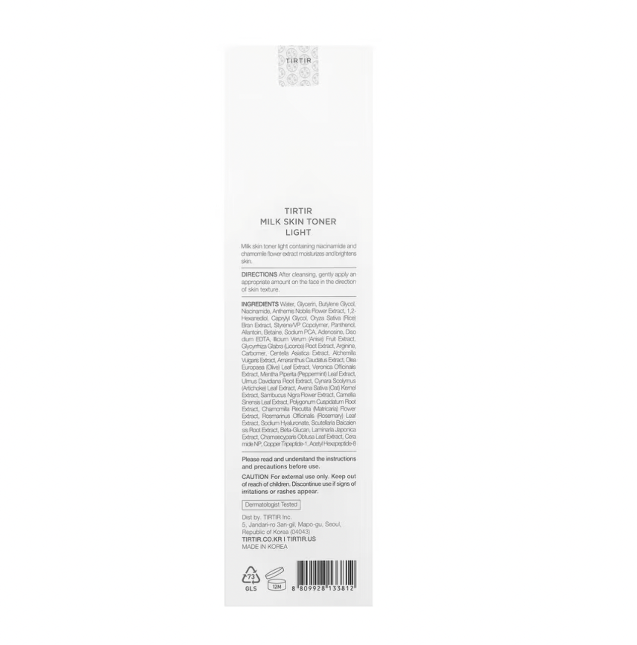 TIRTIR Milk Skin Toner, LIGHT 150ml